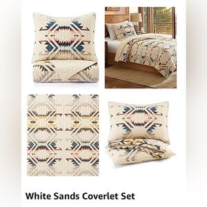 PENDLETON White Sands Printed Quilt Coverlet Set Ivory Sandshell King Set